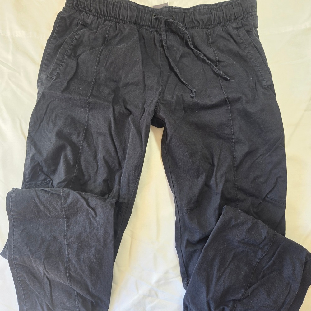 Nike Mens Black Cotton Spandex Joggers Drawstring Waist Green Swoosh Size Medium